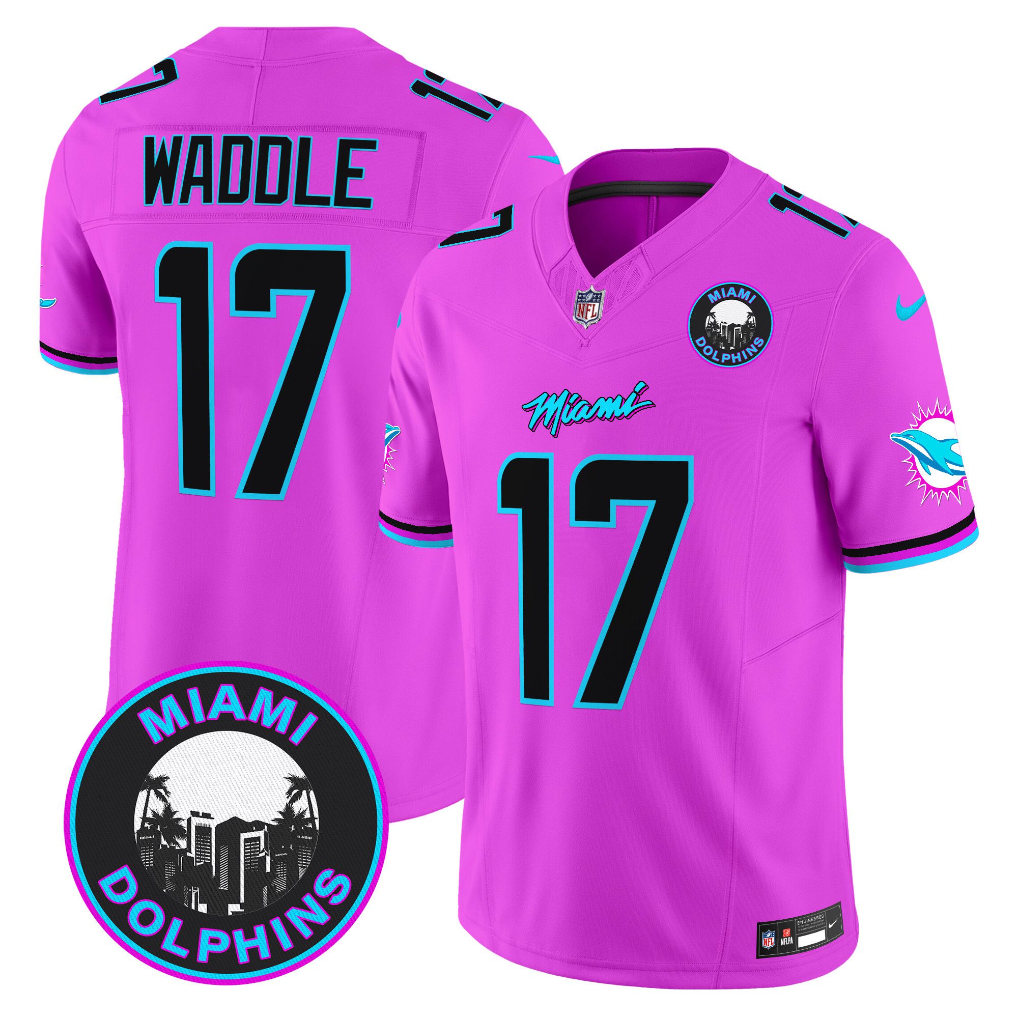 Men Miami Dolphins #17 Waddle Pink 2024 Nike Vapor Limited NFL Jersey